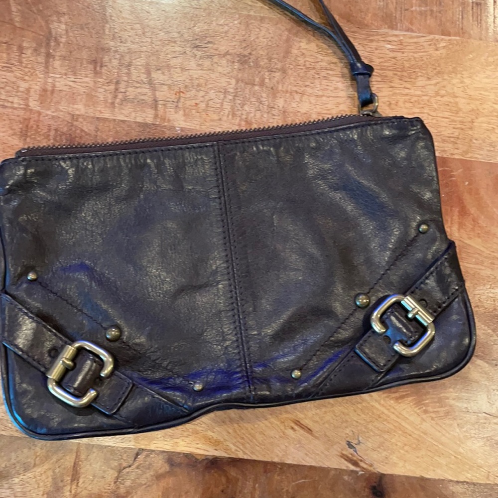 Club Monaco brown leather clutch